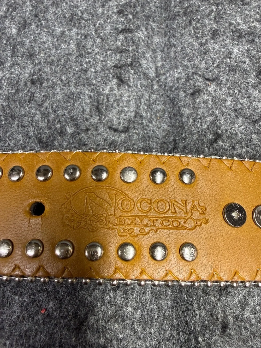 Nocona Tan Leather Studded Western Belt